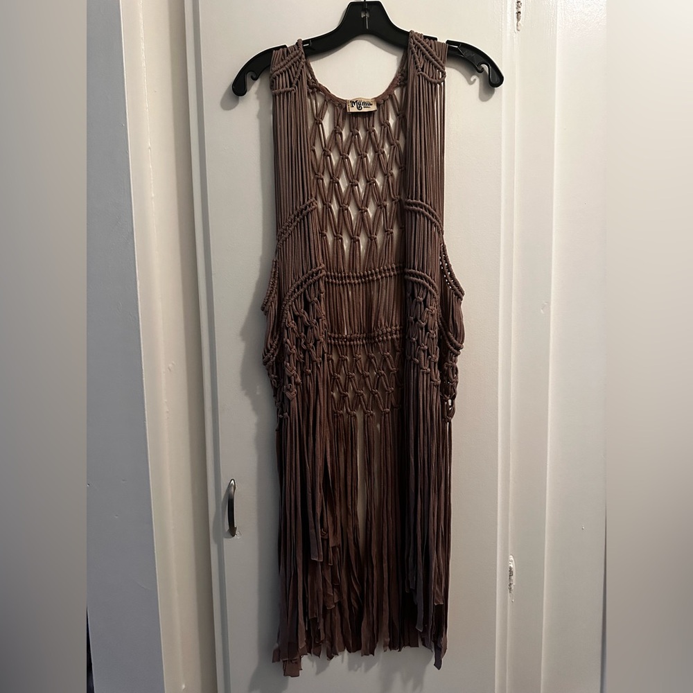 Show Me Your MuMu Chocolate Macrame vest